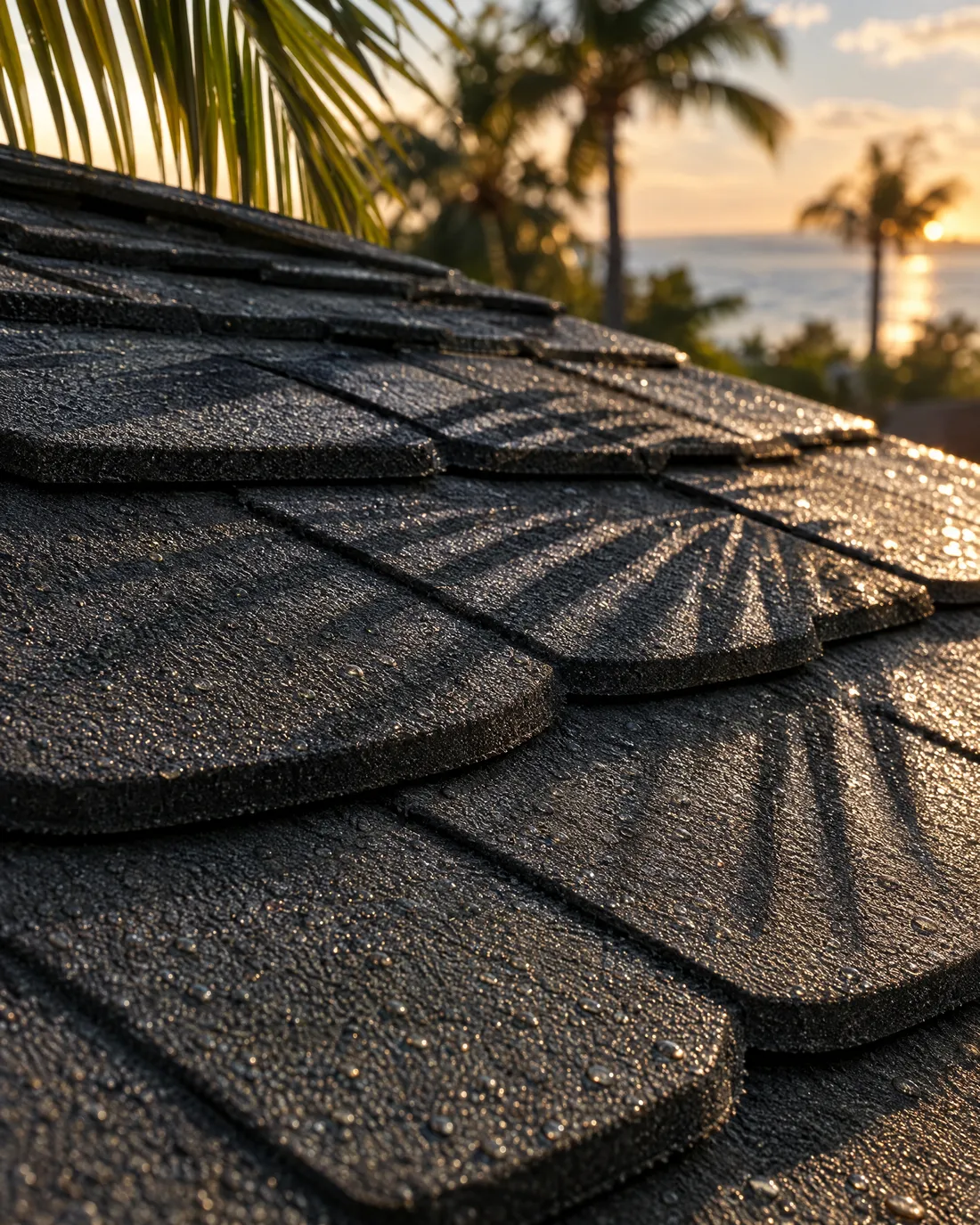 Close-up of stone-coated steel shingles