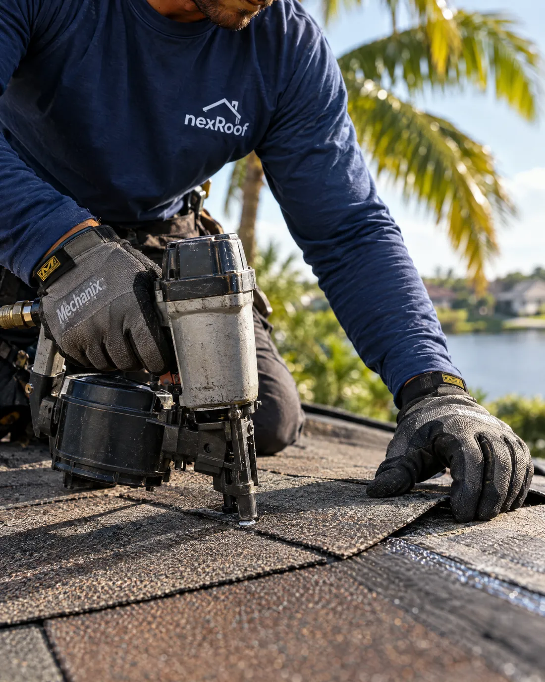 NexRoof roofer repairing shingles